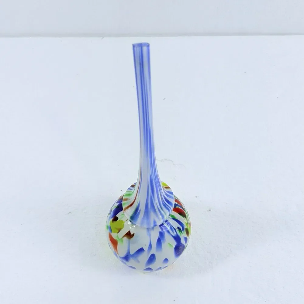 Vintage MURANO Spatter Glass Tall Solifleur Stem Vase Confetti Blown Glass MCM